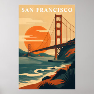 San Francisco Resa Vintage Stil Golden Gate Poster