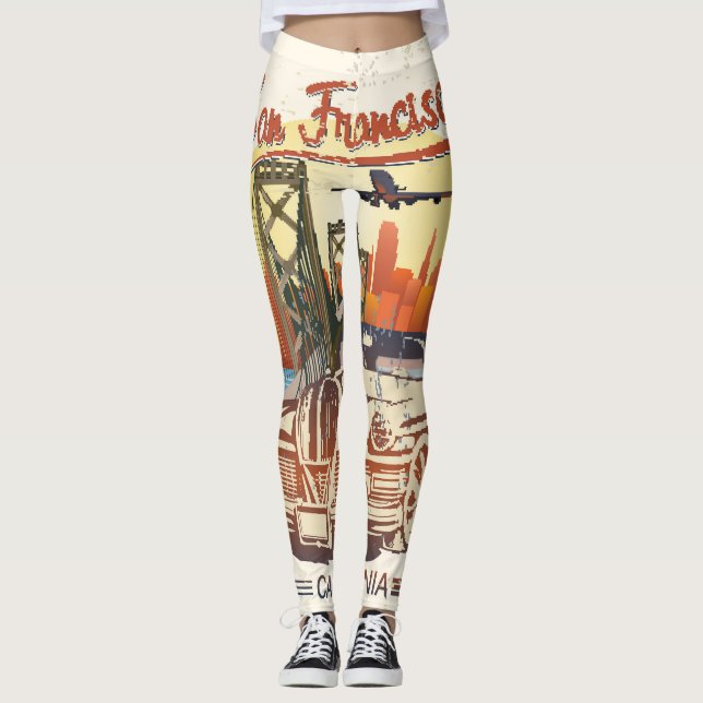San Francisco, Retro Car Typography. Leggings (Framsida)