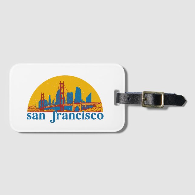San Francisco Retro City Skyline Cityscape Art Bagagebricka (Framsida horisontal)