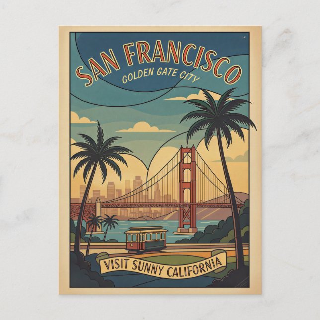 San Francisco Retro Resa 1950-tal Vykort (Framsida)