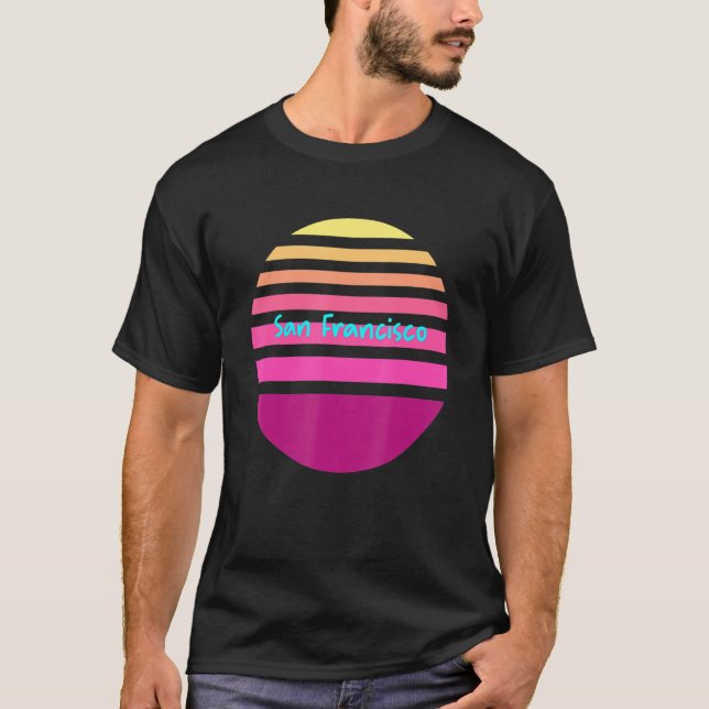San Francisco Retro Sunset T Shirt (Framsida)