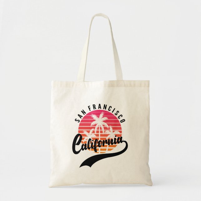 San Francisco Retro Sunset Tote Bag Tygkasse (Framsidan)