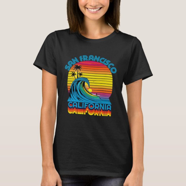 San Francisco Retro Throwback Surf & Beach Souveni T Shirt (Framsida)