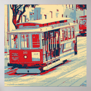 San Francisco,röd blå Poster