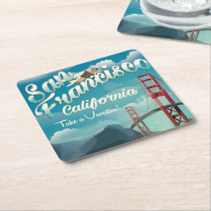 San Francisco Semester vintage resemålning affisch Underlägg Papper Kvadrat