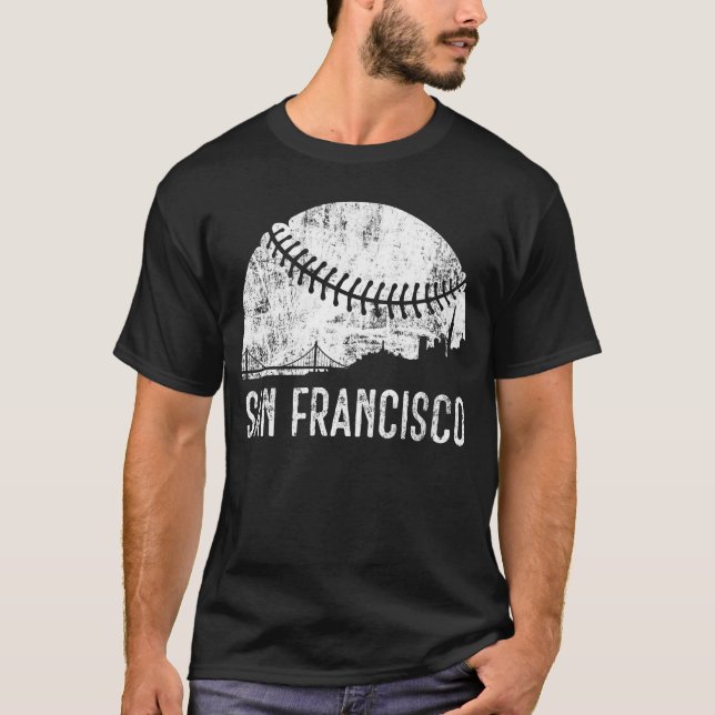 San Francisco SF City Skyline Baseball T Shirt (Framsida)