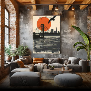 San Francisco Silhouettes - reflektion över Golden Poster