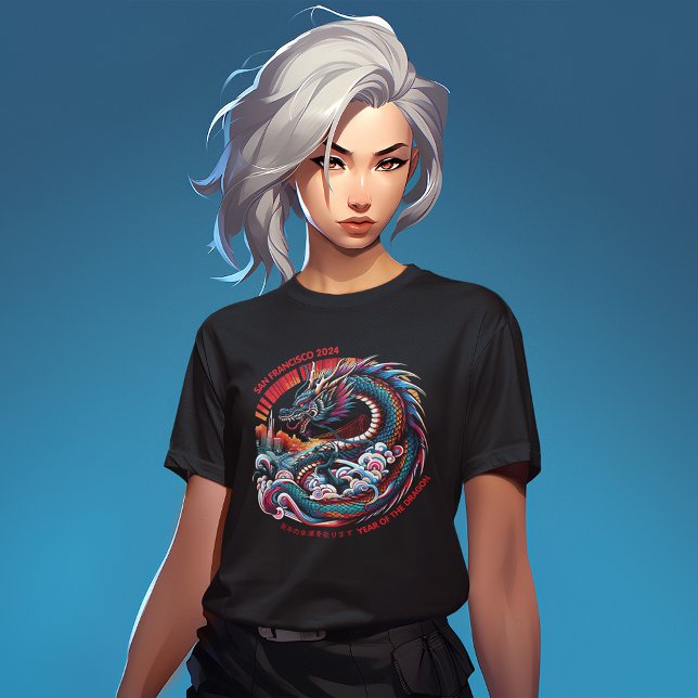 San Francisco Skyline Anime Dragon: Lunar New Year T Shirt (Skapare uppladdad)