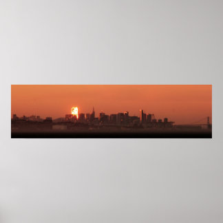 San Francisco Skyline/Bay Bridge Sunset Panorama Poster