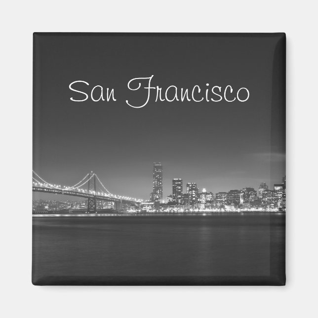 San Francisco Skyline Black White Photo Magnet (Framsidan)