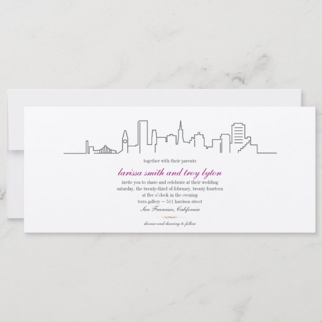 San Francisco Skyline Bröllop eller Middagsinbjuda Inbjudningar (Framsida)