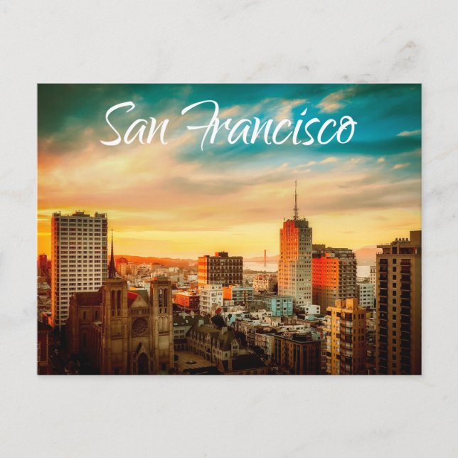 San Francisco Skyline California United Stater Vykort (Framsida)
