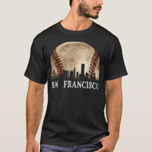 San Francisco Skyline City Vintage Baseball Älskar T Shirt