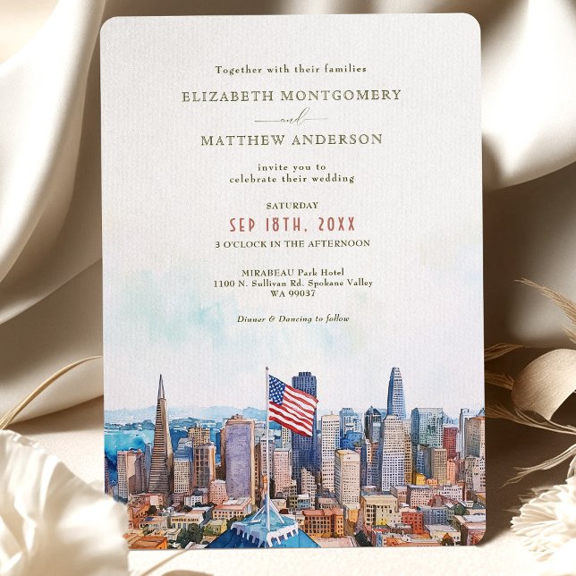 San Francisco Skyline Destination Wedding Inbjudningar (Skapare uppladdad)