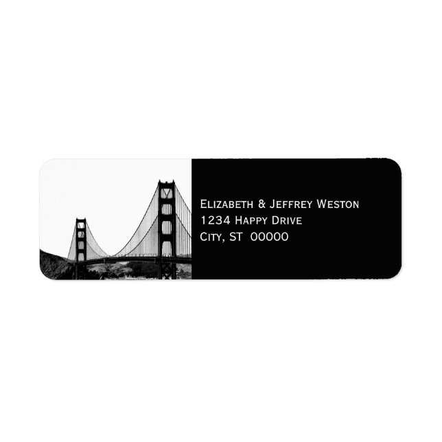 San Francisco Skyline Etched Look Address Label Returadress Etikett (Framsidan)