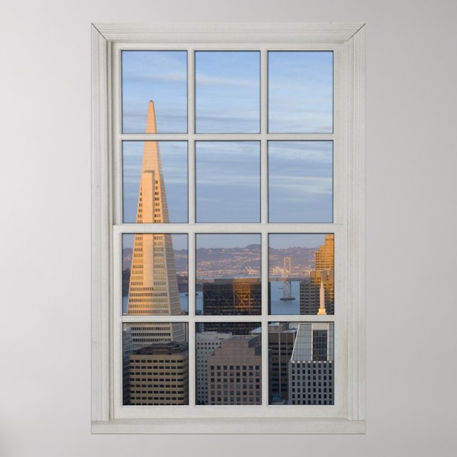 San Francisco Skyline Faux - Fake White Window Poster (Framsidan)