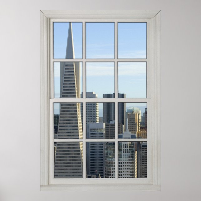 San Francisco Skyline Faux - Fake White Window Poster (Framsidan)