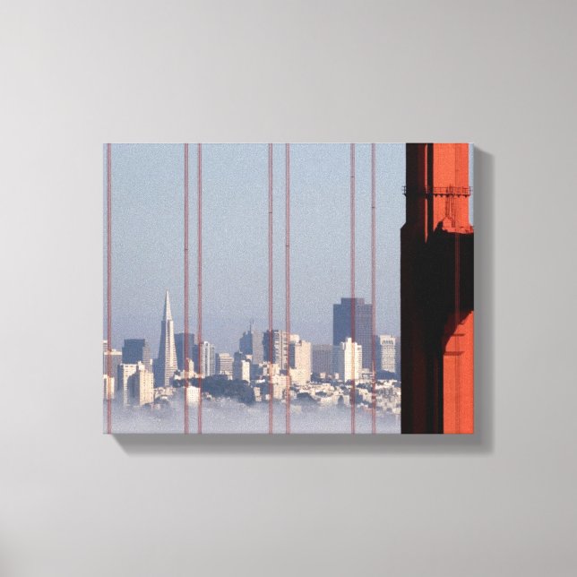 San Francisco Skyline från Golden Grind Bridge. Canvastryck (Framsida)