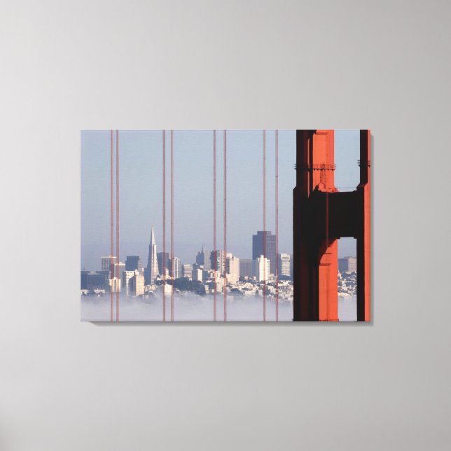 San Francisco Skyline från Golden Grind Bridge. Canvastryck (Framsida)