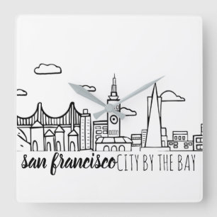 San Francisco Skyline Fyrkantig Klocka