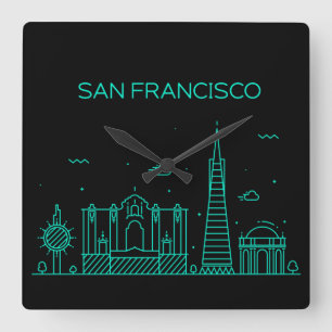 San Francisco skyline Fyrkantig Klocka