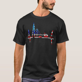 San Francisco Skyline Heartslag California Kärlek  T Shirt