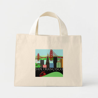 San Francisco Skyline Illustration Bag Mini Tygkasse