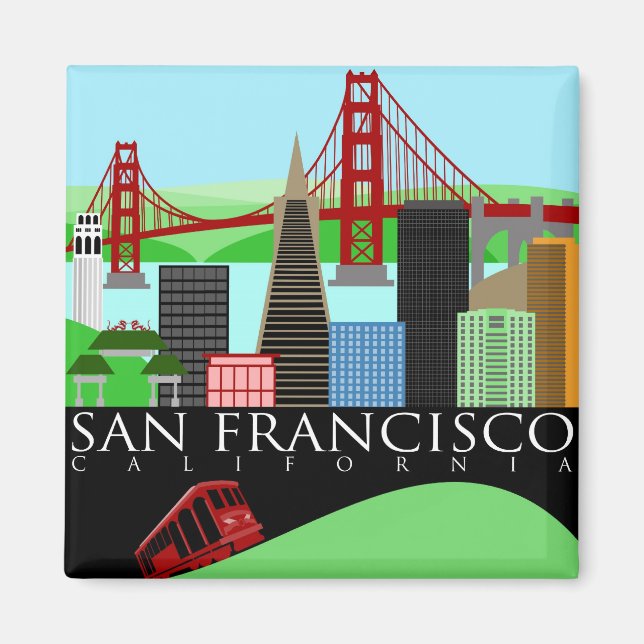 San Francisco Skyline Illustration Magnet (Framsidan)