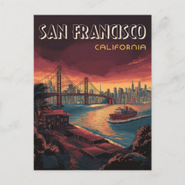 San Francisco Skyline med Golden Gate Bridge Vykort