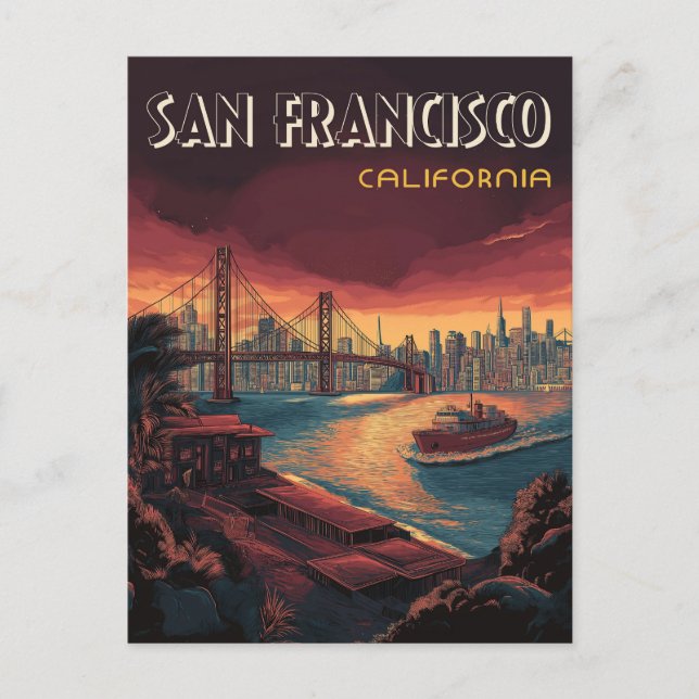 San Francisco Skyline med Golden Gate Bridge Vykort (Framsida)