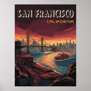 San Francisco Skyline med Golden Grind Bridge Poster