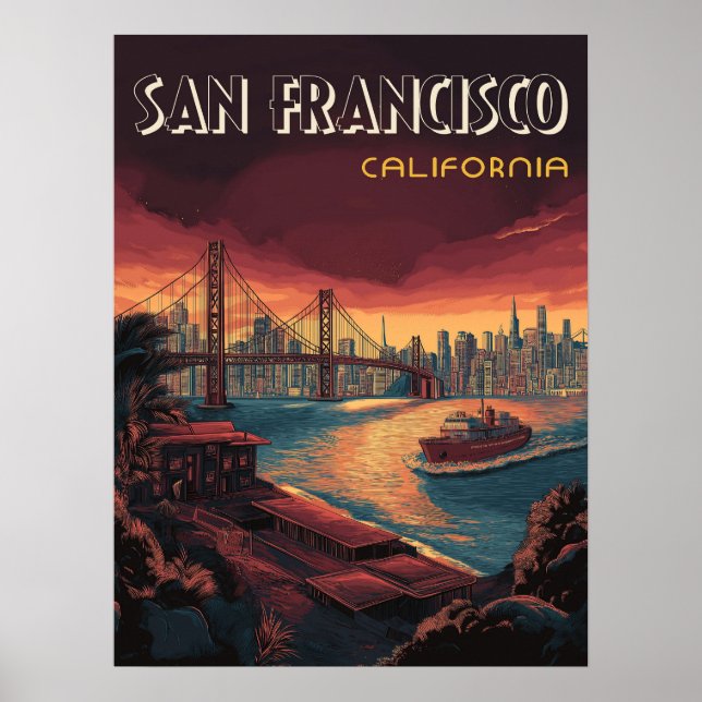 San Francisco Skyline med Golden Grind Bridge Poster (Framsidan)
