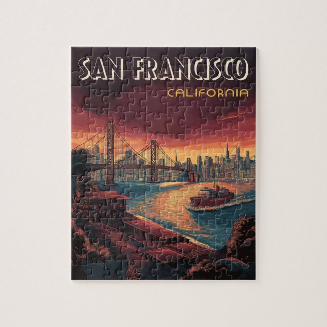 San Francisco Skyline med Golden Grind Bridge Pussel (Vertikal)
