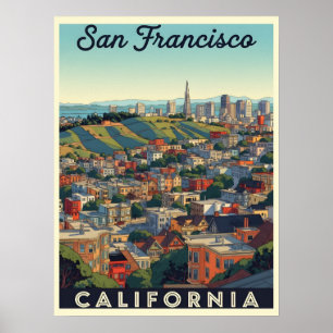 San Francisco skyline med rullande backe Poster