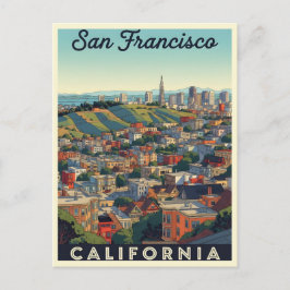 San Francisco skyline med rullande backe Vykort