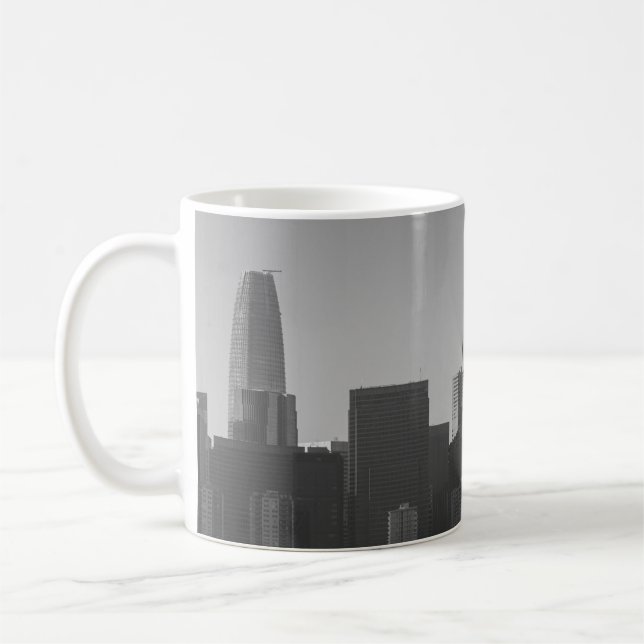 San Francisco Skyline Monochrome - Cityscape Photo Kaffemugg (Vänster)