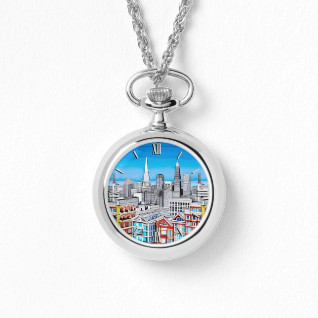 San Francisco Skyline Poster Art Armbandsur (Framsida)
