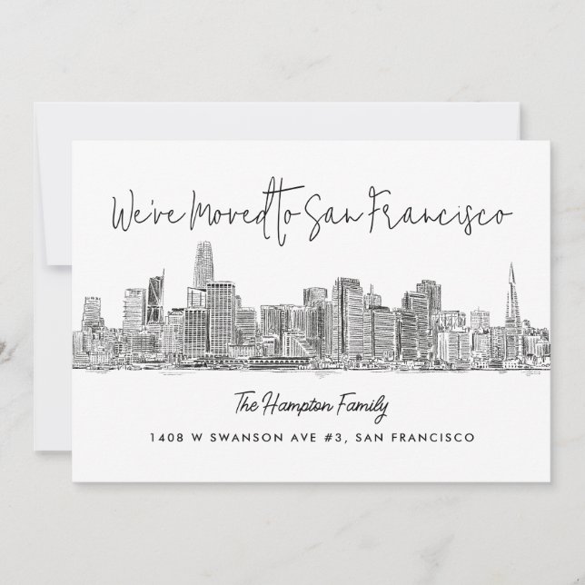 San Francisco Skyline Sketch Teckning Flytta Meddelande (Framsida)
