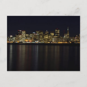 San Francisco Skyline vid nattvykort Vykort