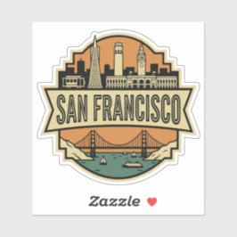 San Francisco Skyline Vintage Retro Travel Badge  Klistermärken