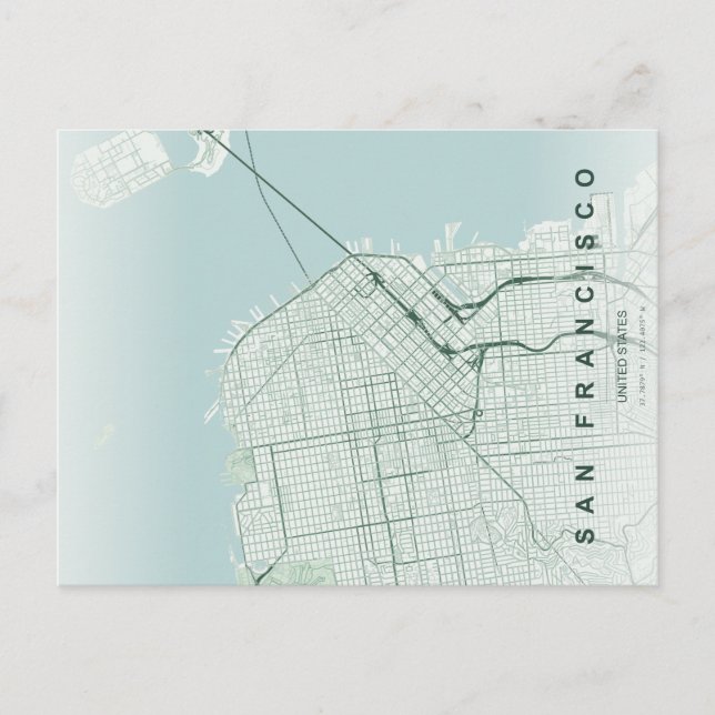 San Francisco stads karta Minimal vykort (Framsida)