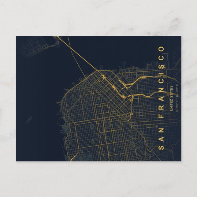 San Francisco stads karta Minimal vykort (Framsida)
