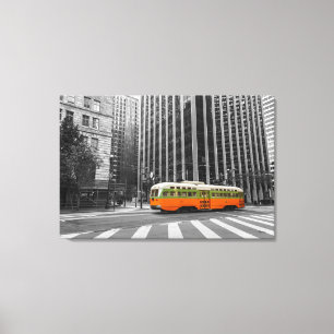 San Francisco Streetcar i Selektiv Färg Canvastryck