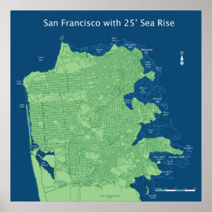 San Francisco Streets med 25 ft Stiga upp havsnivå Poster