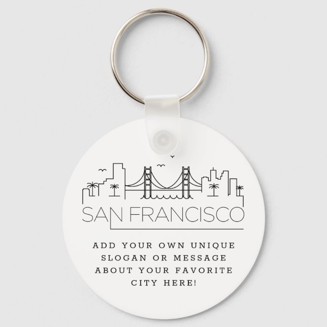 San Francisco Stylized Skyline | Anpassningsbar Sl Nyckelring (Framsida)