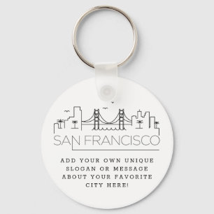 San Francisco Stylized Skyline Anpassningsbar Slo Nyckelring