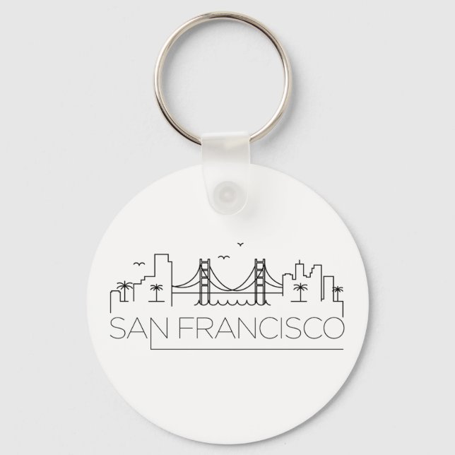 San Francisco Stylized Skyline Nyckelring (Framsida)