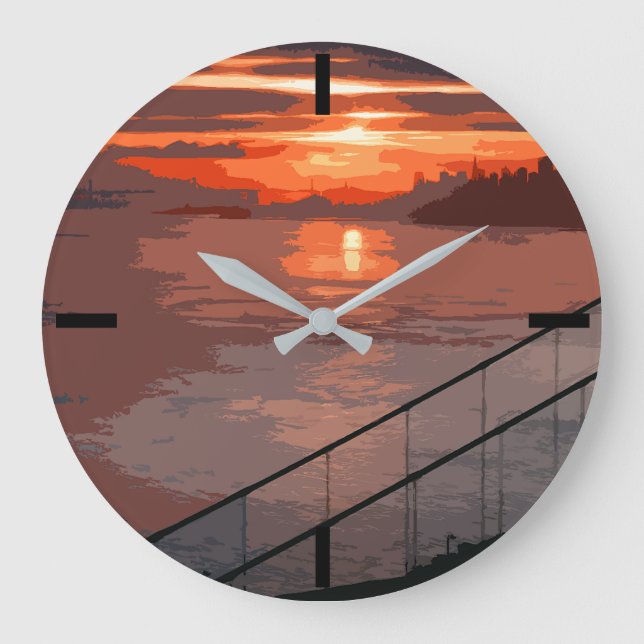 San Francisco Sunrise Retro Large Clock Stor Klocka (Framsida)