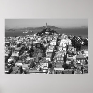 San Francisco Telegraph Backe - Black & White Phot Poster
