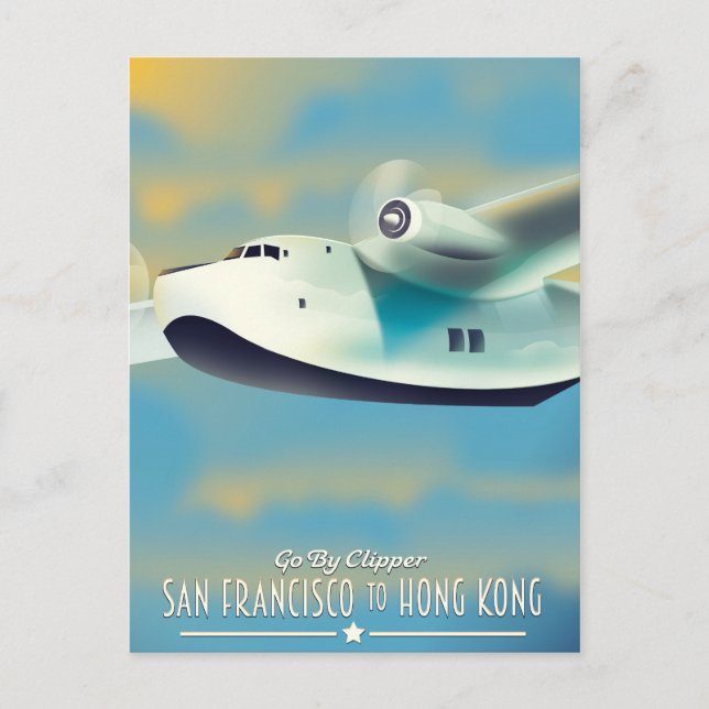 San Francisco till Hong Kong med clipper Vykort (Framsida)